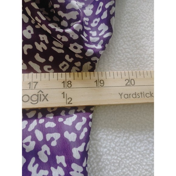 Ounaya Women's Long Sleeve Chiffon Blouse Size Small Purple and White Split Neck - Picture 5 of 6